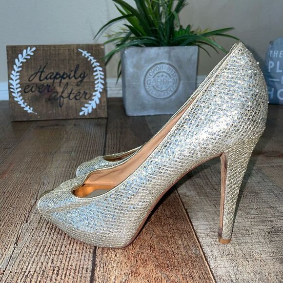 Badgley Mischka Metallic Crackled ‘Lust’ Heels 9M - Picture 3 of 15
